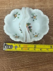 Small Hand Painted Gold Trim Porcelain Basket Flowers Occupied Japan