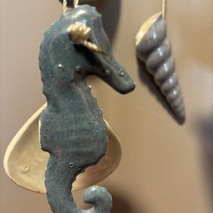 Ceramic Nautical Ocean Beachy With Corals Starfish And Shells Wind Chime Mobile