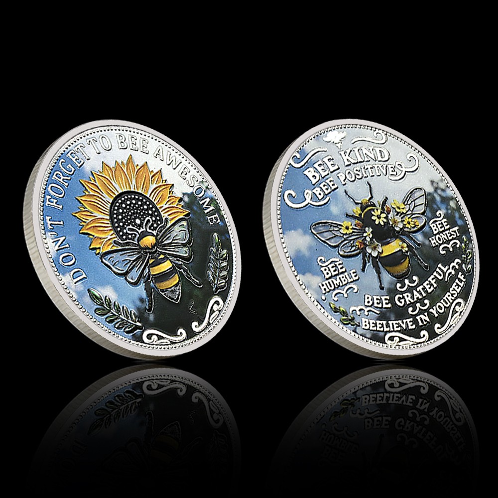 Bee Kind Sunflower Commemorative Coin Iron Collectible Inspirational Gift Token