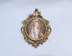 Vintage Cast Metal Victorian Italian Silk Art Picture In Frame 3.5″