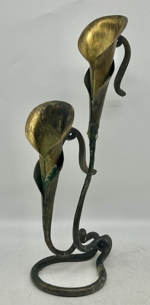 Jack Brubaker Signed, Brutalist Calla Lily Candleholders, Flowers