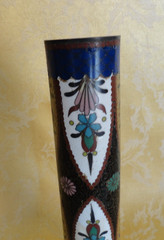 Pair of Antique Japanese Cloisonne Columns W/ Gilt Bases & Onyx Top Meiji c.1900