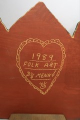 1989 Large Menno Shirk Folk Art Painting On Wood 12″ X 24″ Barn Pigs Signed B32
