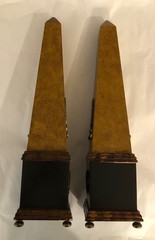 Pair Neoclassical Style Brass Composition and Partial Ebonized Table Obelisks