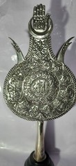 Rare handmade metal shia Alam or processional standard with quran calligraphy .
