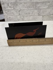 Folk Art Toleware Tin Napkin Or Letter Mail Holder Vintage Art Deco