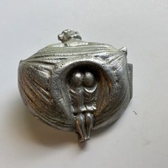 Vintage Naughty Geisha Cast Metal Ashtray / Novelty Trinket Dish