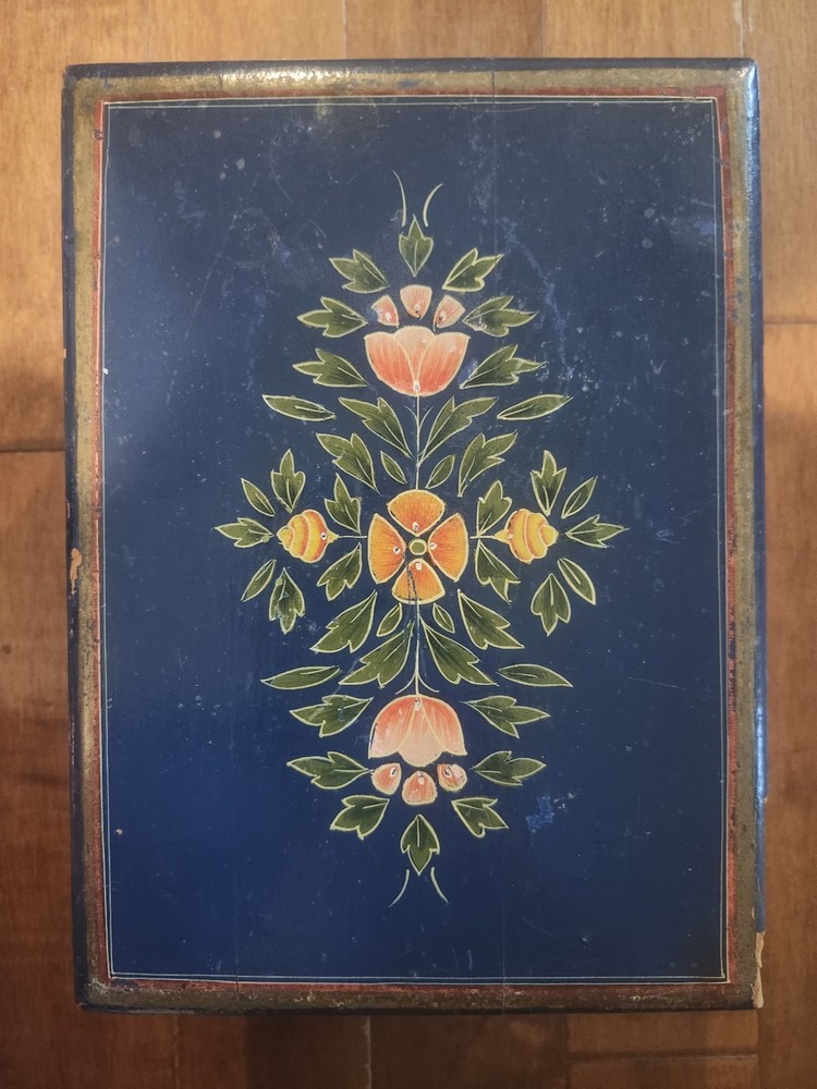 SCANDI BOX vtg swedish jewelry chest scandinavian denmark wood painting norway