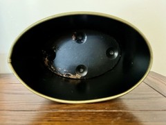 Vtg Toleware Handpainted Black Metal Mail Can Lighthose, Ship, Gulls, Sea