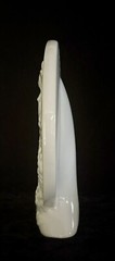 Blanc de Chine Porcelain Decor of Bas Relief Faerie Before Full Moon Backdrop