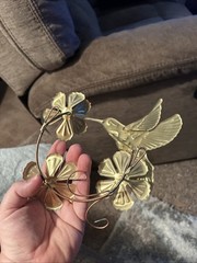 3 Piece Home Interiors Wall Decor Gold Colored Metal Birds With Flowers