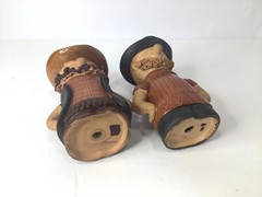 Large 6″ Clay Cowboys Farmers Men Salt and Pepper Shakers Brown Ranch Gift