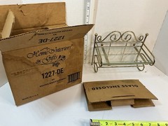 SET 2 Home Interiors Gold Wire Wall Shelf Glass Insert 9”X5”X7” Hollywood NOS
