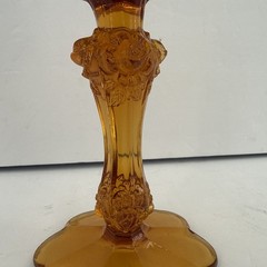 Vintage Fenton Rose Amber Footed Pedestal Glass Compote Candy Dish Trinket Bowl