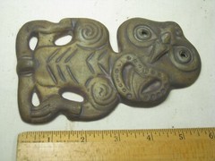 antique guardian effigy clay sculpture art bird human God deity