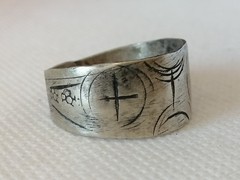 Rare Extremely Ancient Viking Ring Cross Silver Color Artifact Authentic Amazing