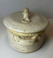 Parsley Pottery Cream Speckled Oval Dish with Lid