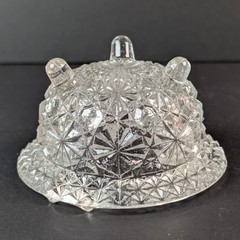 Vintage Fenton Ashtray Clear Pressed Glass Button and Daisy Pattern Made in USA