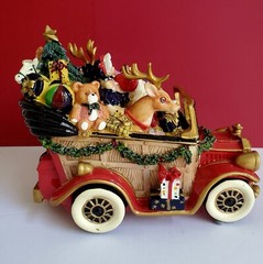 FITZ & FLOYD 2015 Santa Classic Car Musical Wind Up Holiday Decoration VIDEO