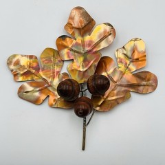 HOMCO Oak Leaves with 3 Wood Acorns Copper Tone Home Interiors MCM Fall Lot