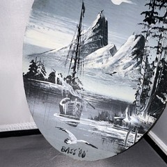Bass 1980 Hand Painted Wood Landscape Decorative Plaque
