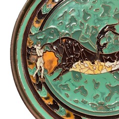 G. Halkides Rare Find Enamel on Bronze and Copper Wall Plate Made In Greece