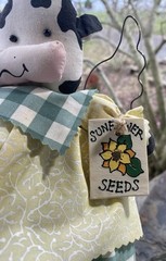 Vintage Cow Angel Hand Crafted Painted Country Farm Cloth Body 11” Gingham Skirt