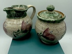 Original ❤️ Parsley Artisan Pottery Magnolia￼Creamer & Sugar