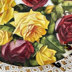Antique Mount Washington Hand Painted Charger Plate Red Roses Edwardian 15”