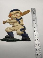3 pc Vintage SEXTON Aluminum Metal Baseball Player Wall Hanging Plaque set