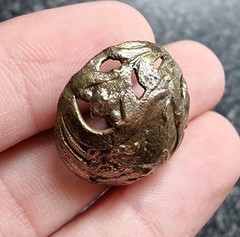 Post Medieval Button Decorated Metal Detecting Find Antique 22mm