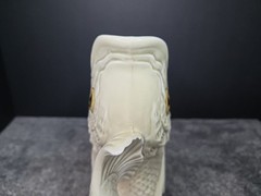 Vintage FITZ & FLOYD Hand Painted KOI Fish & SHELL PITCHER/VASE (Signed) READ!