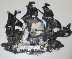 Vintage Cast Metal Pirate Ship or Spanish Ship Wall Hanging