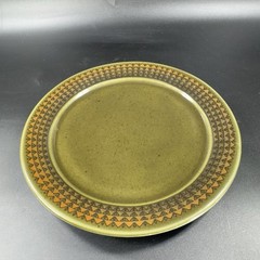Vintage Porsgrund Dish Plate Set 2 Dishes Plates Made In Norway Green Ceramic