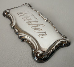 Vintage Engraved FATHER Metal Casket Coffin Marker Grave Memorial Plaque