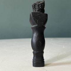 Antique Grand Tour Black Carved Lava Neoclassical Bust Figural Seal 19th C Italy