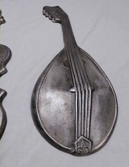 Vintage 1960s Royal Cast Metal Bass Guitar and Mandolin Wall Hangings Art