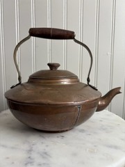 Vintage Copper Tea Kettle Cottagecore VTG Coastal Grandma Farmhouse Traditional