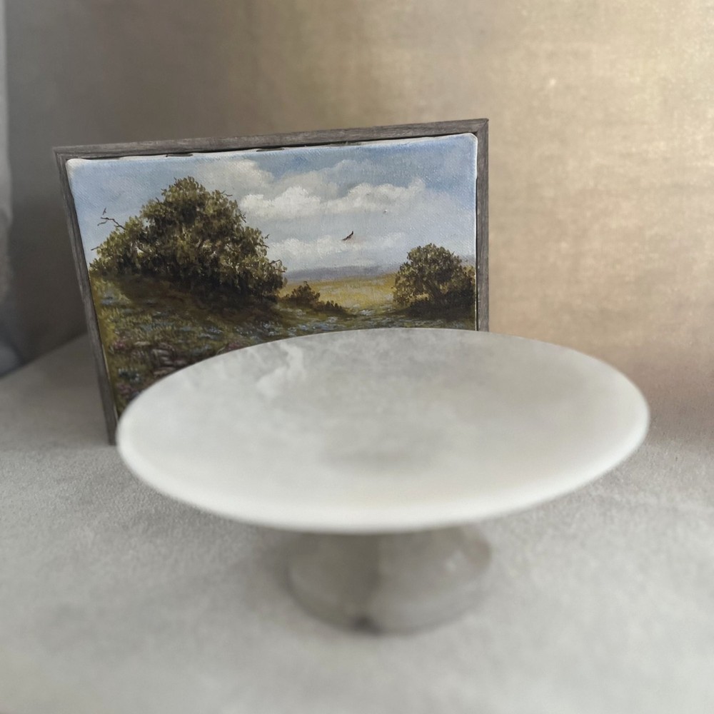 Alabaster Footed Trinket Ring Candy Dish Volterra Italy Vintage w/ Tag