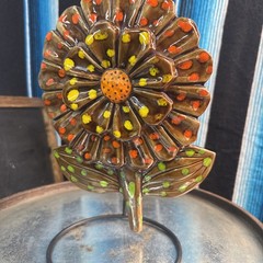 VTG Brown Sunflower Wall Ceramic Decoration 10”x7”x1 1/2” MCM – EUC