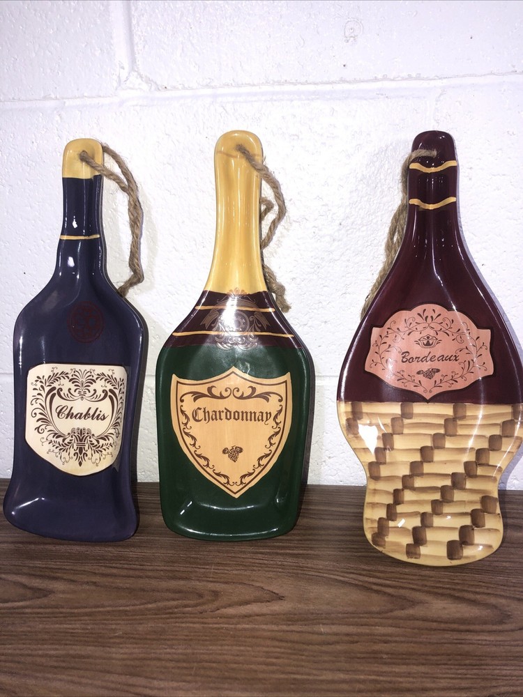 VINTAGE HOME INTERIORS WINE DECORATION BOTTLES SPOON REST TRAYS/ WALL HANGINGS
