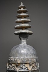CIRCA NEAR EASTERN GANDHARAN METAL STUPA WITH BUDDHA FIGURES AND SCENES. RARE