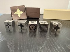 Authentic Louis Vuitton Mono Metal Dice Cube Game Set Original Box Rare collect