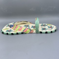 Diane Husson Ceramic Wall Hanging Flip Flop Shelf/ Tealight Holder 10.5”Tx4.75”W