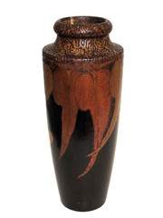 Large Art Nouveau Pokerwork Vase, 30 cm, Gumleaves
