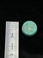 Ancient Near Eastern Sassanid Sasanian Turquoise Intaglio Seal Stamp Dome Bead