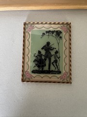 Vintage Silhouette Bubble Glass Victorian Children Violin Magican performing