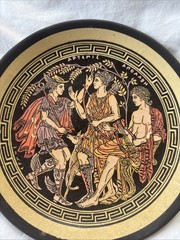 Decorative Greek Mythology Terracotta Plate Apollo, Artemis, Hermes 13cm
