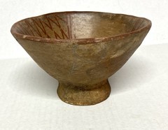 Pre-Columbian Hand Painted Pedestal Bowl- 5 1/2″ diameter, 3 1/2″ tall