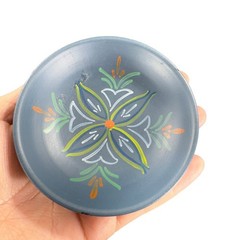 Norway Folk Art Wooden Dish Plate Hand Painted Sogndal Blue Floral Round Dish